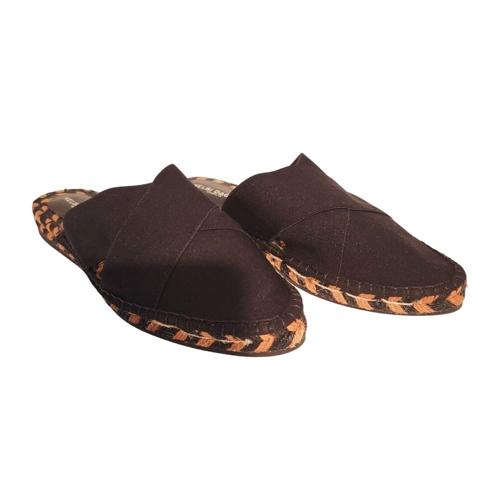 Kelsi Dagger Mules Sz 7.5 Black Espadrille Shoes Brooklyn Crisscross